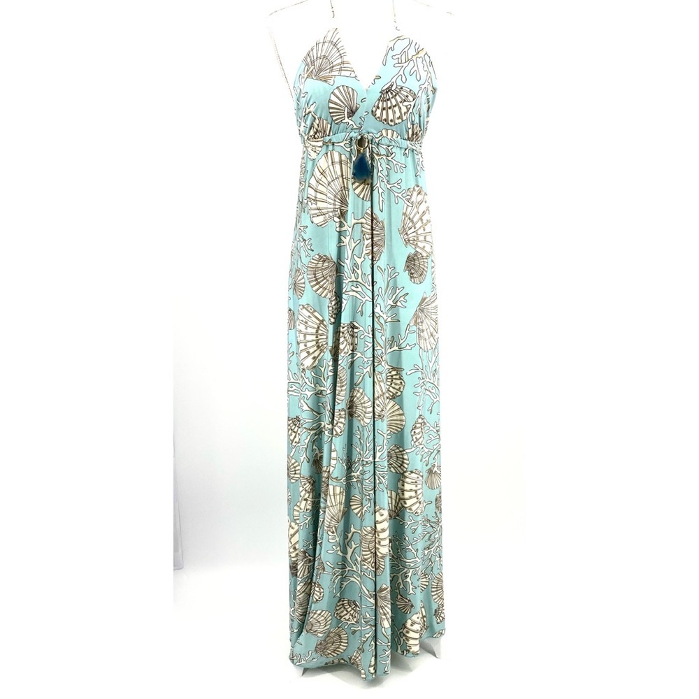 Boston Proper coral reef printed halter maxi dress - Picture 6 of 14